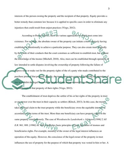 Equity and Trust in Executing the Will of a Deceased Person