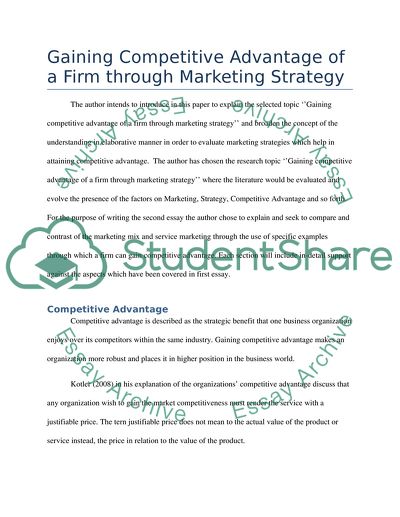 Gaining Competitive Advantage through Marketing Strategy