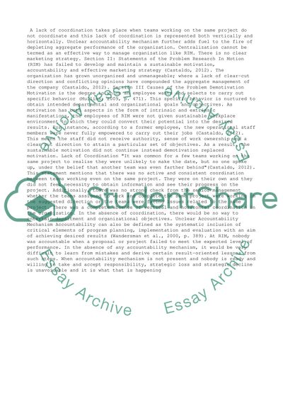 Management and Organizational Behaviour - Research in Motion