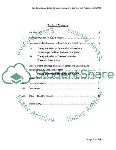 The Benefits of a Cross-Curricular Approach to Learning and Teaching within KS2