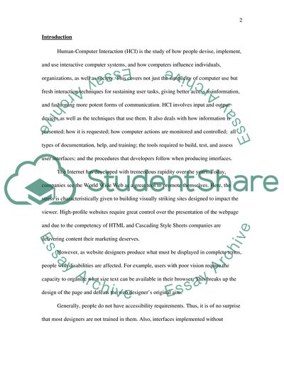 Features of Human Computer Interface and Web Accessibility
