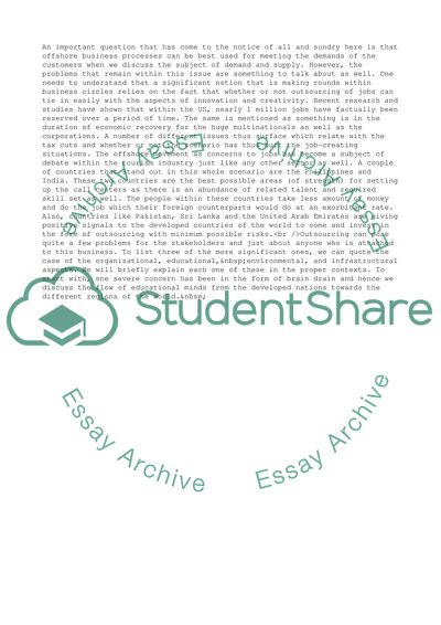 Disadvantages of Outsourcing