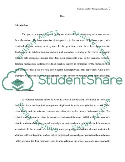 Relational Database Management Systems and their Alternatives
