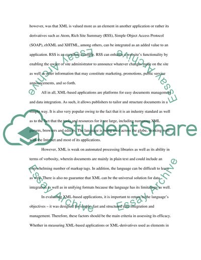 Reflection and Evaluation of Technologies Such As XML and Flash