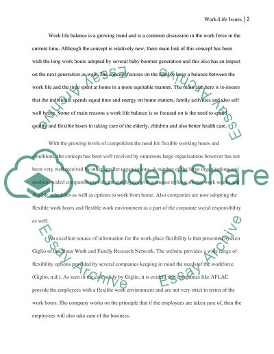 MGT 511 CASE ASSIGNMENT 3 Work-Life Issues