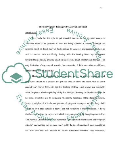 Should Pregnant Teenagers Be Allowed In School