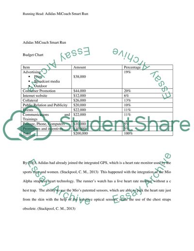 Marketing Plan format for Adidas MiCoach Smart Run