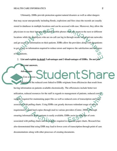 Health Care Informatics - Electronic Health Records