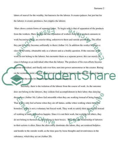 Alienation of Labor according to Marx