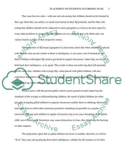 Should Students Be Assigned to Classrooms According to Their IQ Level