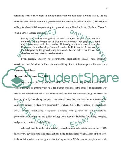 Assistance to Victims of Genocide in Rwanda