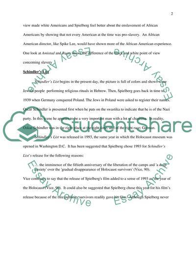 Spielbergs Treatment of History in Schindlers List and Amistad