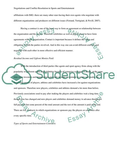 Negotiations and Conflict Resolution in Sports and Entertainment