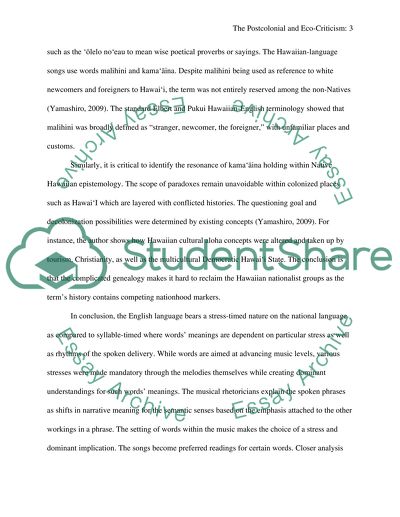 The Postcolonial Tourist/The Postcolonial and Eco-Criticism