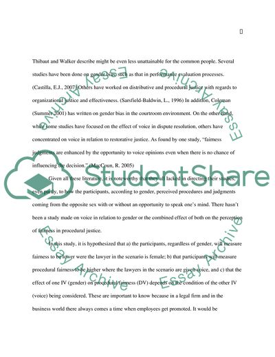 Procedural Justice: Gender Perception of Fairness in Job Promotion