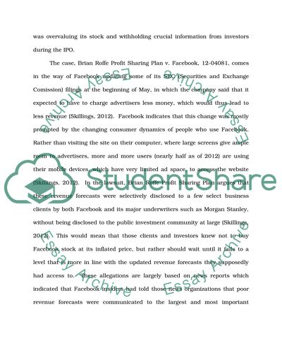 Facebook and the Filed IPO