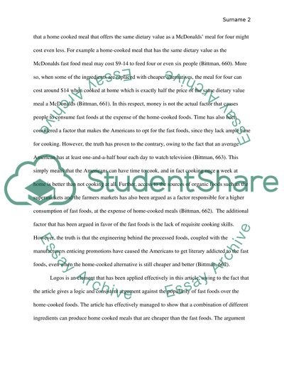 Rhetorical Analysis: IS Junk Food Really Cheaper