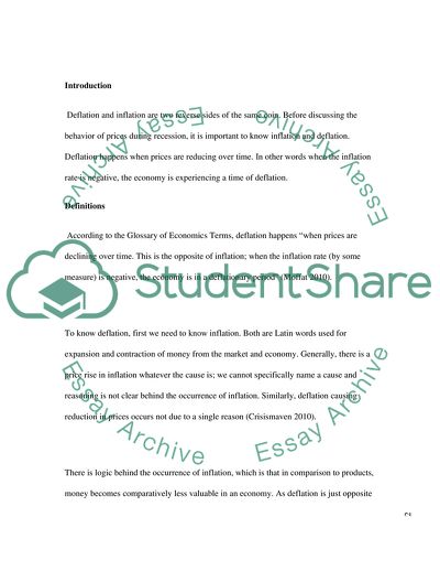Deflation - Why Dont Prices Decline During a Recession