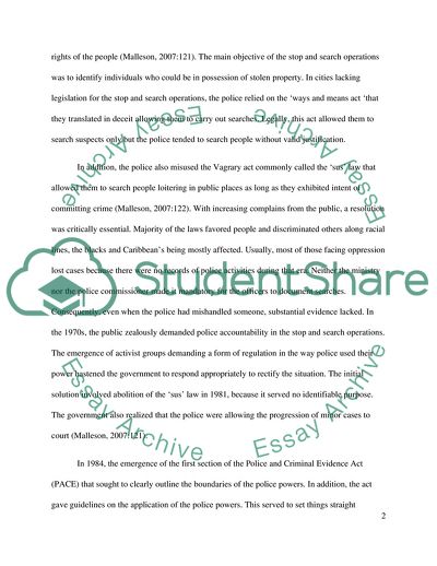 The Effects of Police and Criminal Evidence Act in English Policing