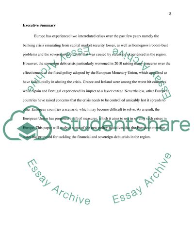 Financial and Sovereign Debt Crisis in Europe