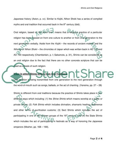 Shinto and Oral Religions