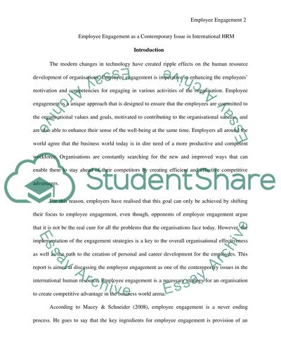 Employee Engagement as a Great Issue in International HRM