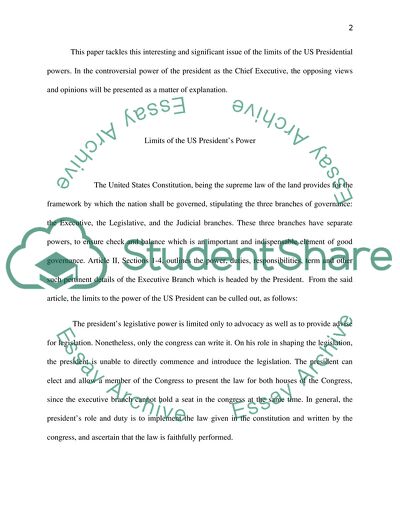 The Limits of Presidential Powers in the United States Under the Constitution
