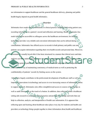 Primary & Public Health Informatics