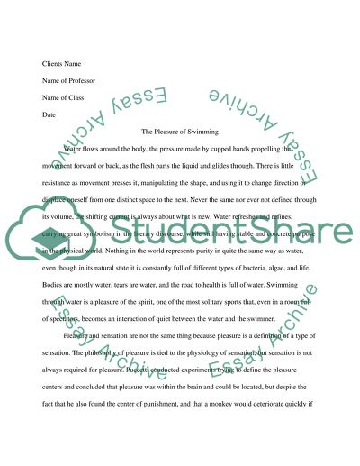 Swimming (Pleasures and meanings)