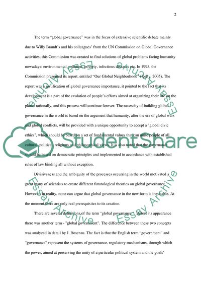 The Relationship between Global Governance and the Harmonization of International Standards