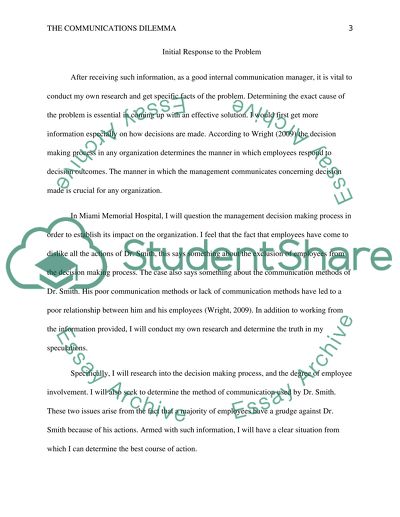 Initial Response to the Problem