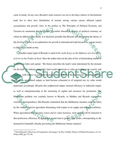 Major Differences between Adam Smiths and David Ricardos Theories of International Trade