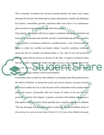 Critically assess the attractions of commodities as an asset class over the short and long-term