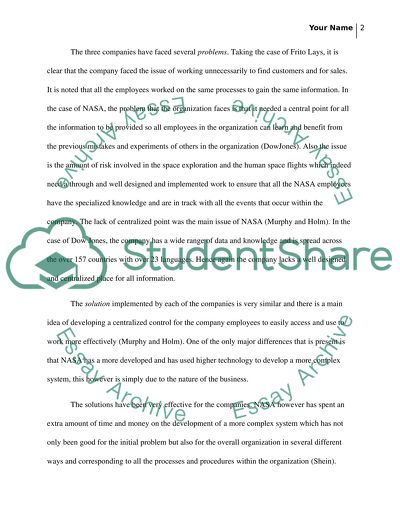 ITM 501 Mgt. Information. System. and Bus. Strategy SESSION LONG PROJECT 1 FRITO-LAY, NASA & GOOGLE