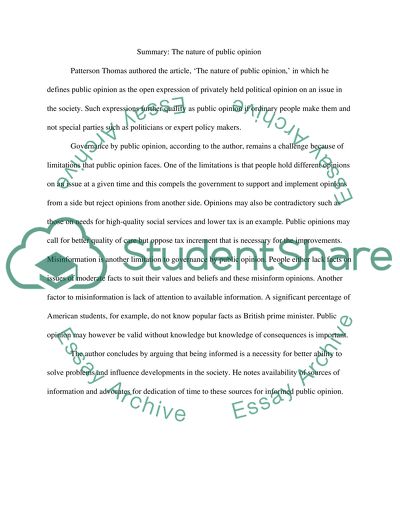 The Nature of Public Opinion