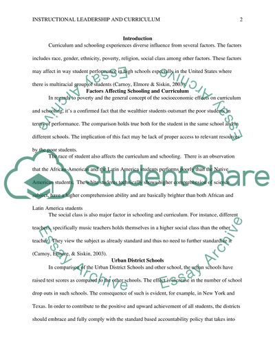Instructional leadership and Curriculum