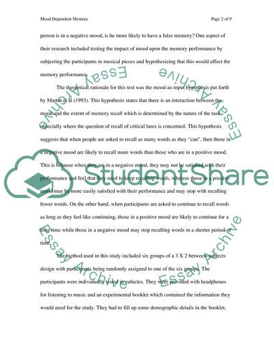 Mood Dependent Memory