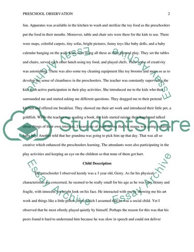 Williamson Elementary Preschool Observation