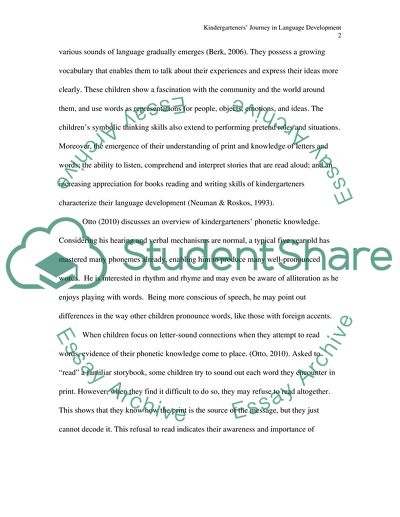 Kindergartners Journey in Language Development