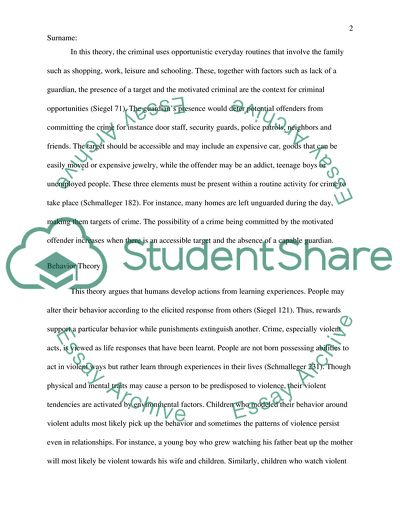 Criminal Theories Evaluation