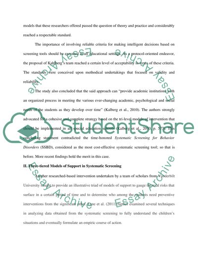 Systematic and Universal Screenings for Children with Emotional and Behavioral Disorders