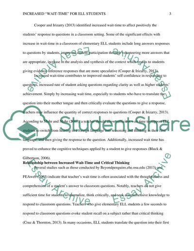 Effects of Increased Wait-Time on the Quantity of Correct Responses from Elementary ELL