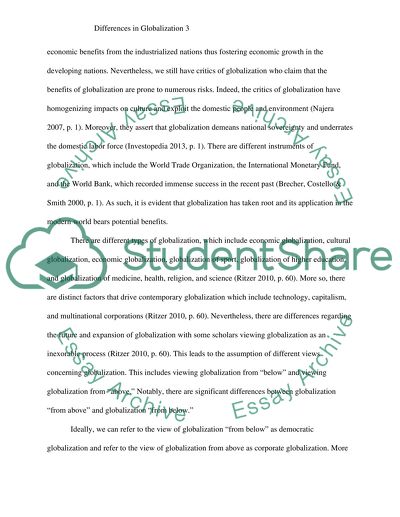 Differences in Globalization.Differences Between Globalization From Above And From Below