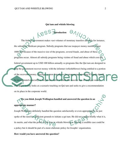 Qui tam and whistle blowing