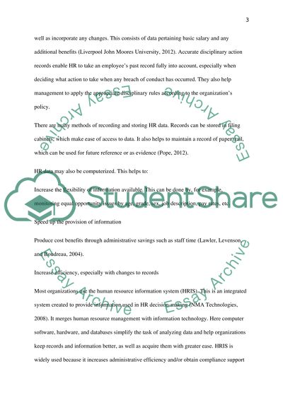 Recording Analysing and using HR Information (CIPD CERTIFICATE)