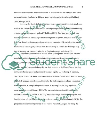 English language learning challenges facing Saudi students in America
