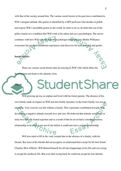 Social Factors Missing In the Development of Will Hunting and His Crisis of Identity