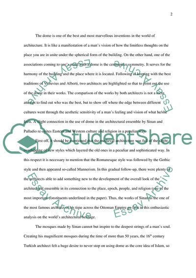 Comparing Domes of Architect Sinan to Renaissance Architect Palladio