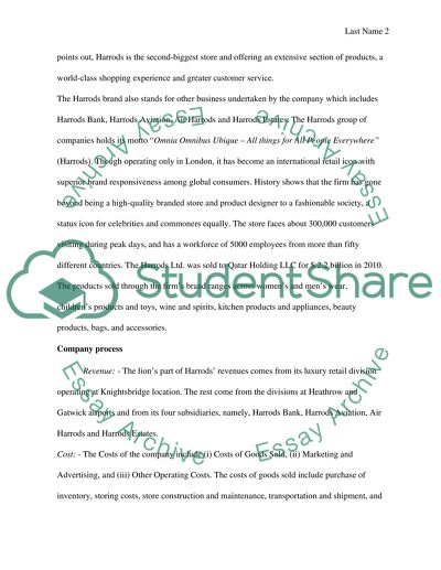 Financial Information of Harrods Limited
