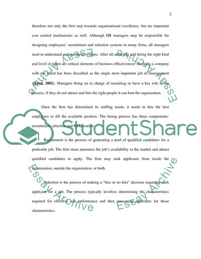 Human Resources: Recruitment and Selection